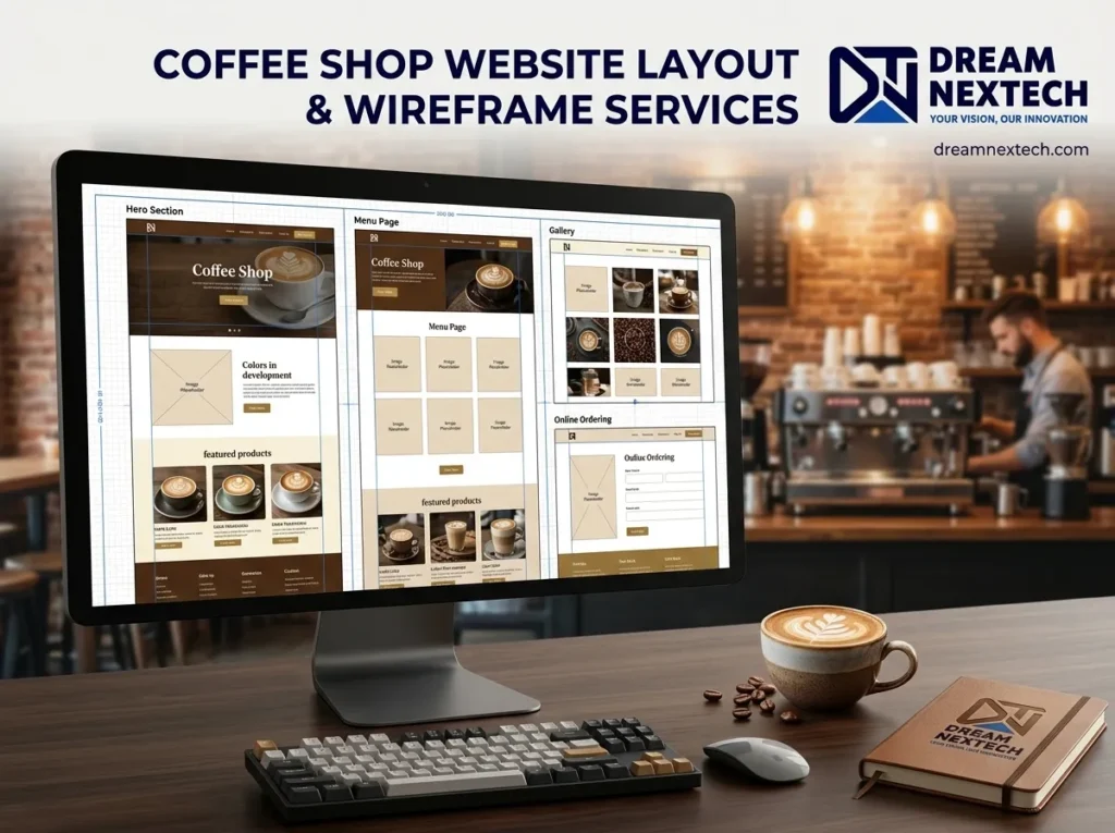 Coffee Shop Website Layout Wireframe Services