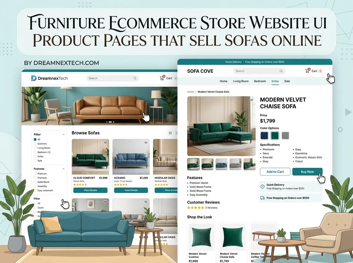 Furniture Ecommerce Store Website UI Product Pages