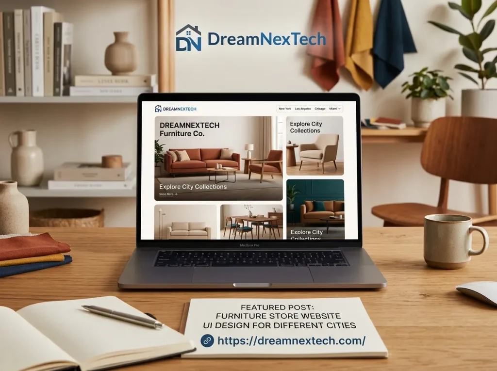 Furniture Store Website UI Design for Different Cities