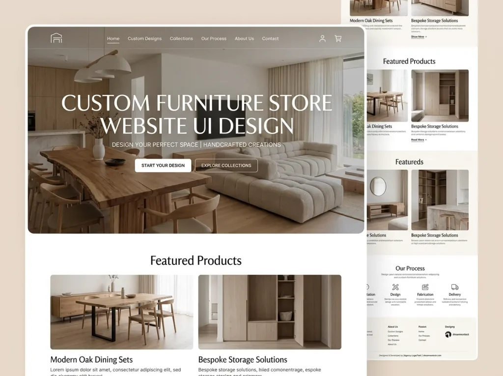 Custom Furniture Store Website UI Design