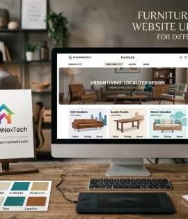 Furniture Store Website UI Design for Different Cities