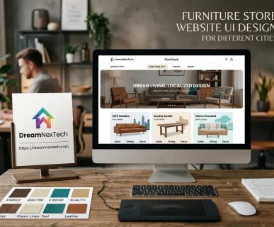 Furniture Store Website UI Design for Different Cities