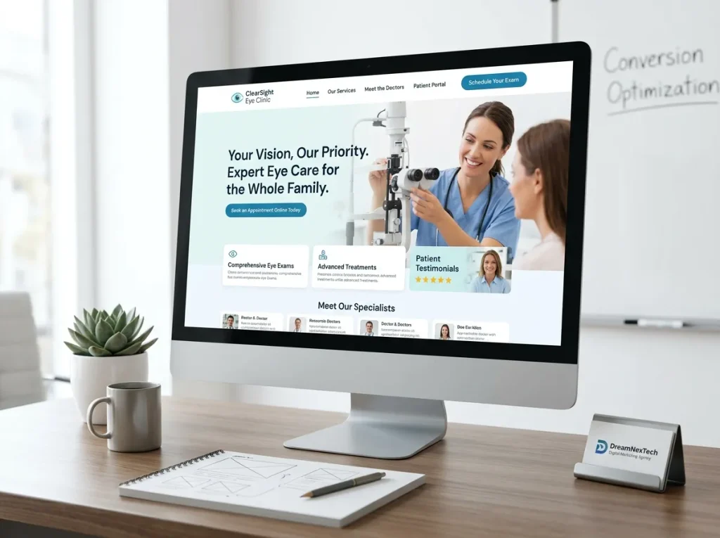 Eye Clinic Website UI Design That Turns Visitors Into Patients